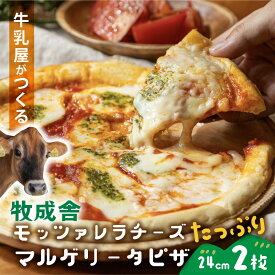 【ふるさと納税】モッツァレラたっぷりマルゲリータピザ｜直径24cm×2枚｜飛騨産チーズ使用・冷凍ピザ・お取り寄せグルメ｜飛騨高山 (有)牧成舎 DF045