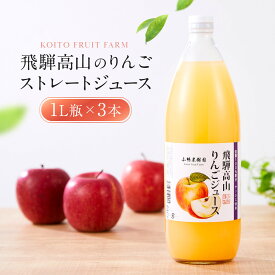 【ふるさと納税】飛騨高山のりんごストレートジュース 1L瓶×3本 | 果汁 飛騨りんご リンゴ 林檎 果樹園 じゅーす 飛騨高山 小絲果樹園　SH001