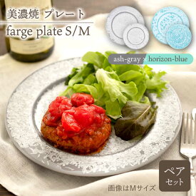 【ふるさと納税】＼美しく咲いた結晶釉のうつわ／【美濃焼】プレートS/M 2色4点 farge plateS/M pair set 『ash-gray × horizon-blue』【柴田商店】 [TAL047]