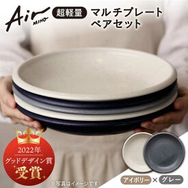 【ふるさと納税】＼グッドデザイン賞受賞／【美濃焼】[超軽量食器] Air MINO マルチ プレート ペアセット （アイボリー×グレー）【井澤コーポレーション】≪多治見市≫ 食器 皿 大皿 [TBP002]