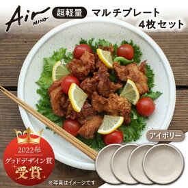 【ふるさと納税】＼グッドデザイン賞受賞／【美濃焼】[超軽量食器] Air MINO マルチ プレート 4枚 セット （アイボリー×4）【井澤コーポレーション】≪多治見市≫ 食器 皿 大皿 [TBP005]