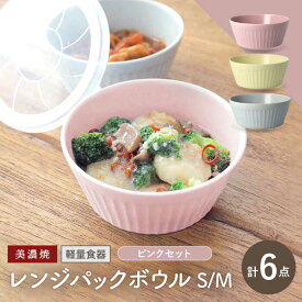 【ふるさと納税】＼冷蔵庫からテーブルまでこれひとつ！／【美濃焼】レンジパックボウル S/Mサイズ 3色×6個 ピンクセット【井澤コーポレーション】食器 軽量 [TBP036]
