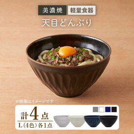 【ふるさと納税】【米と麺がおいしくなる軽量どんぶり】【美濃焼】天目どんぶり Lサイズ 4色セット【井澤コーポレーション】丼ぶり 軽量 [TBP052]