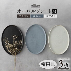 【ふるさと納税】【美濃焼】 ellisse-エリッセ- オーバルプレート M 3色 ブラウン・グレー・ホワイト 多治見市 / 【山忠安藤陶器】[TCP010]