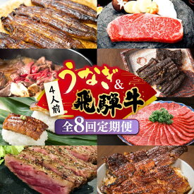 【ふるさと納税】【全8回定期便】うなぎと飛騨牛 スタミナ"超"がつん！ 贅沢 うな牛 定期便 4人前 ステーキ 鰻 高級 / 多治見市ふるさと納税 [TDA009]