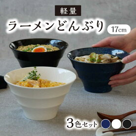 【ふるさと納税】【美濃焼】ラーメンどんぶり 3色セット 軽量 17cm ボーダー 【丸半製陶所】≪多治見市≫ 食器 丼 ボウル [TDG008]