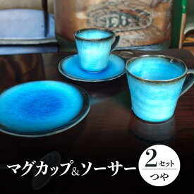 【ふるさと納税】【美濃焼】 マグカップ ソーサー セット 各2 計4点 （つや有） 【東山窯】 [TDU007]