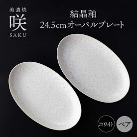 【ふるさと納税】【美濃焼】 24.5cm オーバルプレート ホワイト ペア 「咲」 【多治見トレーディング/隠れ窯】 食器 皿 楕円皿[TEG002]