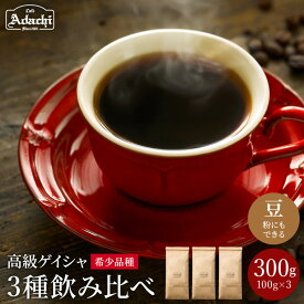 【ふるさと納税】コーヒー豆 現代の高級コーヒー ゲイシャ3種　＜飲み比べセット（各100g×3種）＞ 計300g 自家焙煎 豆 （粉にもできます）珈琲 セット カフェアダチ ドリンク 飲料