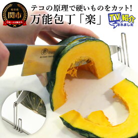 【ふるさと納税】〈ザワつく！金曜日〉で話題！　万能包丁　楽　（テコの原理で固い食材でも驚きのラク切り！補助具付）H10-116