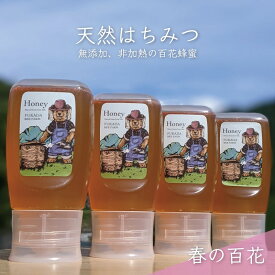 【ふるさと納税】合計1200g 天然蜂蜜 国産蜂蜜 非加熱 生はちみつ 岐阜県 美濃市産 春 (蜂蜜300g入りピタッとボトル4本セット)A12　【 ハニー 調理 料理 味付け 甘味 百花蜜 深い味わい 自然の味 無添加 】