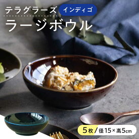 【ふるさと納税】【美濃焼】 テラグラーズ ラージボウル インディゴ 5客揃 瑞浪市 / アワサカ 食器 鉢 ボウル[AZAD006]