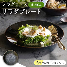 【ふるさと納税】【美濃焼】 テラグラーズ サラダプレート オリビエ 5客揃 瑞浪市 / アワサカ 食器 皿 プレート[AZAD025]