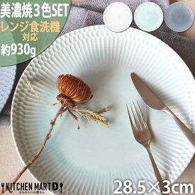 【ふるさと納税】【美濃焼】 さざなみ 28丸皿 白 青白 ブルーグレー 3色セット 瑞浪市 / 小田陶器 JS企画 皿 お皿 プレート 食器[AZAZ291]