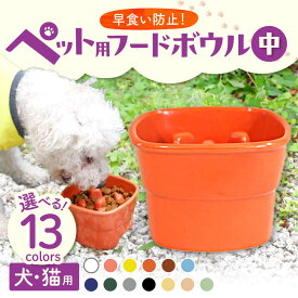 【ふるさと納税】【選べる13色タイプ】【美濃焼】 陶器製ペット用フードボウル 早食い防止 高台フードボウル 中 pet110 瑞浪市 / ながしまプランニングオフィス エサ入れ 餌皿 犬 猫[AZBM014]