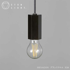 【ふるさと納税】CTSH LIGHT. ペンダントライト＜HEXAGON ブラッククロム E26＞ 瑞浪市 / ジオニック 照明器具 ソケット 鉄 ブラック[AZBQ094]