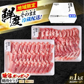 【ふるさと納税】※冷蔵配送/地域限定※ 岐阜県産 豚 瑞浪ボーノポーク 焼肉セット 1kg (バラ・肩ロース) 瑞浪市 / きなぁた瑞浪[AZCI021]