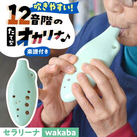 【ふるさと納税】【美濃焼】 オカリナよりも吹きやすい 「wakaba」 セラリーナ12音階 たて型のオカリナ 瑞浪市 / スエラボ[AZCV007]