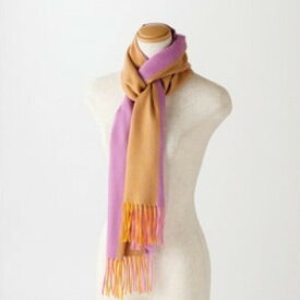 【ふるさと納税】リバーシブル風　カシミヤ・ウール　マフラー(サフランイエロー)【1491185】