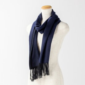 【ふるさと納税】リバーシブル風　カシミヤ100%　マフラー(ネイビーブルー×ブラック)【1491460】