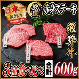 【ふるさと納税】飛騨牛　赤身ステーキ3種食べ比べセット　計約600g　【冷蔵便】A4～A5等級　【配送不可地域：離島】【1534741】