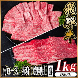 【ふるさと納税】飛騨牛　厳選肩ロース・赤身(焼肉・BBQ用) 1kg(各500g) 黒毛和牛　小分け　A4～A5等級【配送不可地域：離島】【1667361】