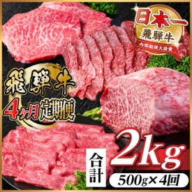 【ふるさと納税】【毎月定期便】飛騨牛 赤身定期便 計2kg 焼肉 BBQ すき焼き しゃぶしゃぶ ブロック全4回【配送不可地域：離島】【4072758】