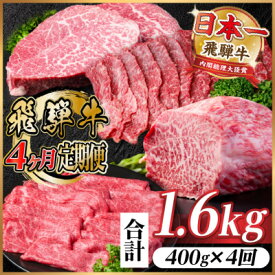 【ふるさと納税】【毎月定期便】飛騨牛 赤身定期便 計1.6kg 焼肉 BBQ すき焼き しゃぶしゃぶ ブロック全4回【配送不可地域：離島】【4072648】