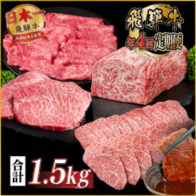 【ふるさと納税】【発送月固定定期便】飛騨牛 赤身定期便 計1.5kg～ 冷蔵 A4～A5ランク全4回 【配送不可地域：離島】【G4088111】