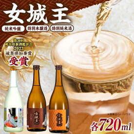 【ふるさと納税】飲み比べ3本セット（純米吟醸、特別純米、特別本醸造 各720ml）/ 日本酒 女城主 飲み比べセット 地酒 清酒 純米吟醸 特別純米 特別本醸造 吟醸酒 本醸造酒 吟醸 純米 岩村醸造 晩酌 お酒 飲み比べ セット おすすめ 岐阜県 / 恵那市 / 岩村醸造 [AUAK041]