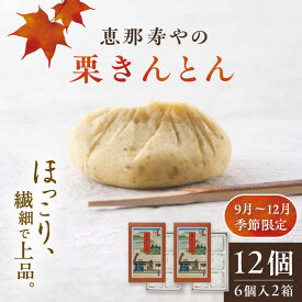 【ふるさと納税】【先行予約】【着日指定要】【2025年10月上旬より順次発送】恵那寿やの栗きんとん 計12個（6個入×2箱）/ 栗 くり 栗きんとん 和菓子 先行予約 / 恵那市 / 恵那寿や〈配送不可地域：北海道・青森・秋田・宮崎・鹿児島・沖縄・離島〉[AUAS008]