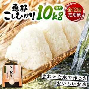 【ふるさと納税】【12回定期便】 こしひかり 白米 10kg×12ヵ月 恵那 / 米 こめ コメ 白米 精米 こしひかり コシヒカリ おこめ お米 産地直送 おすすめ 人気 恵那市産 ブランド米 おにぎり お弁