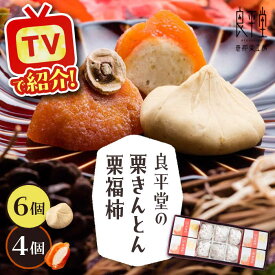 【ふるさと納税】栗きんとん6個と栗福柿4個セット / 栗 くり 栗きんとん くりきんとん 和菓子 スイーツ 柿 かき 干し柿 干柿 / 恵那市 / 良平堂[AUDB002]