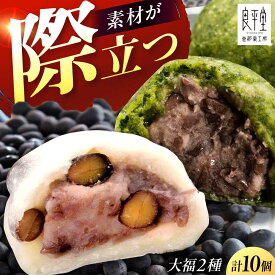 【ふるさと納税】天然よもぎ大福5個と黒豆大福5個セット / 和菓子 よもぎ 黒豆 大福 和菓子 スイーツ デザート おやつ お菓子 お取り寄せ 直送 /恵那市/良平堂[AUDB043]