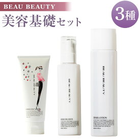 【ふるさと納税】BEAU BEAUTY 女性用 美容基礎セット 3種（クレイウォッシュ・スキンローション・エマルジョン） 洗顔 化粧水 乳液 スキンケア CICAエキス配合 毛穴汚れ 角質 乾燥肌 敏感肌 うるおい 保湿 ハリ 美肌 岐阜県 美濃加茂市 送料無料
