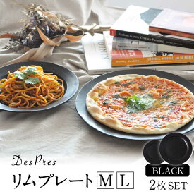 【ふるさと納税】【美濃焼】DesPres-デプレ- リムプレートL/M BLACK 2枚セット【丸新製陶】 [MAM031]