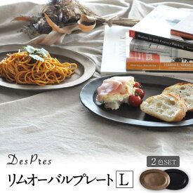 【ふるさと納税】【美濃焼】DesPres-デプレ- リムオーバルプレートL BLACK、GOLD 2枚セット【丸新製陶】≪土岐市≫ 食器 楕円皿 [MAM040]