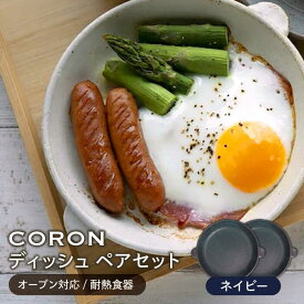 【ふるさと納税】【美濃焼】CORON ディッシュ ペアセット ネイビー&ネイビー（オーブン対応/耐熱食器）【伸光窯】≪土岐市≫ 食器 プレート 皿 [MAQ009]