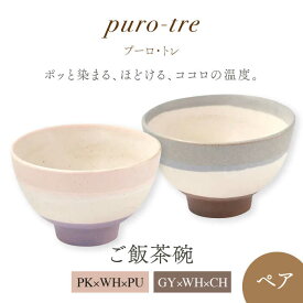 【ふるさと納税】【美濃焼】puro-tre -プーロ・トレ- ご飯茶碗 ペアセット PK×WH×PU（ピンク・パープル）/GY×WH×CH（グレー・チャコール）【伸光窯】≪土岐市≫ 食器 ボウル [MAQ090]