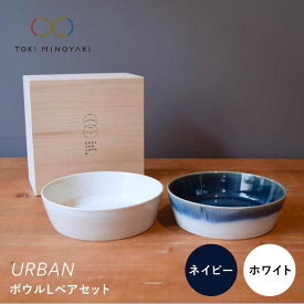 【ふるさと納税】【配送日時指定可】【美濃焼】URBAN ボウル Lペアセット ネイビー&ホワイト【作山窯・SAKUZAN】【TOKI MINOYAKI返礼品】皿 プレート 食器 [MBJ007]