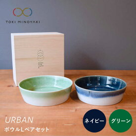 【ふるさと納税】【美濃焼】URBAN ボウルLペアセット グリーン&ネイビー【作山窯・SAKUZAN】【TOKI MINOYAKI返礼品】皿 プレート 食器 [MBJ009]