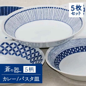 【ふるさと納税】【美濃焼】ブルー&ホワイト 蒼の器5柄 カレー ／ パスタ皿 5個セット【うつわやさん－カネ忠】≪土岐市≫ 食器 深皿 冷麺 [MBO003]