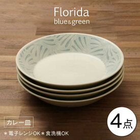 【ふるさと納税】【配送日時指定可】【美濃焼】フロリダ ブルー＆グリーン カレー皿 食器セット（合計4枚）【うつわやさん−カネ忠】 ≪土岐市≫[MBO041]