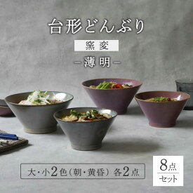 【ふるさと納税】【美濃焼】台形どんぶり 窯変 薄明 8点セット 大・小2色各2点ずつ【EAST table】 [MBS085]
