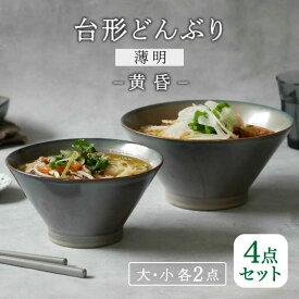 【ふるさと納税】【美濃焼】台形どんぶり 窯変 薄明 4点セット 大・小 2点ずつ 黄昏【EAST table】 [MBS109]