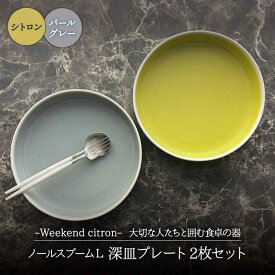 【ふるさと納税】【美濃焼】Weekend citron-ウィークエンドシトロン- ノール スプームL 深皿 プレート 2枚セット (シトロン×パールグレー)【Felice-フェリーチェ-藤田陶器】食器 ペア [MBX023]