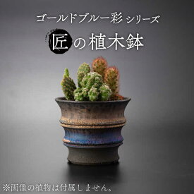 【ふるさと納税】【美濃焼】匠の植木鉢 ゴールドブルー 彩シリーズ【角山製陶所】観葉植物 鉢植え プランター[MCS015]
