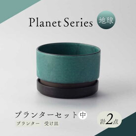 【ふるさと納税】【美濃焼】プラネットプランター 地球 (中) 1セット【竜山窯】植物 植木 陶器[MFR008]