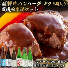 【ふるさと納税】10-7　飛騨牛 ハンバーグ120g×6個入り　+　厳選日本酒1.8L×6本