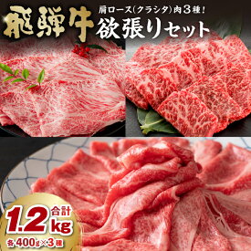 【ふるさと納税】飛騨牛セット　肩ロース（クラシタ）肉（すき焼き用・しゃぶしゃぶ用・焼き肉用）各400g 岐阜県 可児市 お肉 肉 牛肉 ブランド牛 ブランド和牛 柔らかい 旨味 霜降り お取り寄せ グルメ 送料無料